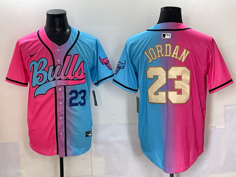 Men Chicago Bulls Nike 23 Jordan Blue pink NBA 2025 Jersey style 007